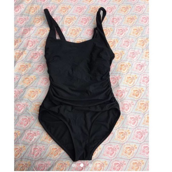 Athleta Black Ruched One Piece Swimsuit - Picture 3 of 5